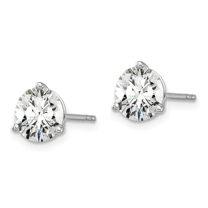 14k White Gold 4 ctw Lab Grown Diamond VSSI G Round 3 Prong Heavy Wt Stud Earrings Goldia Earrings