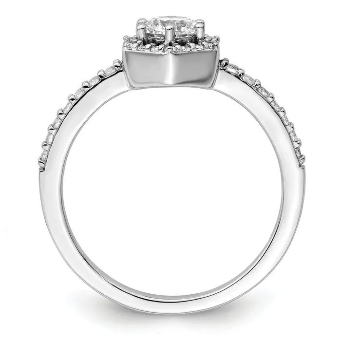 14k White Gold 58 Ct Lab Grown Diamond VSSI G Round Geometric Halo Engagement Ring Goldia Rings