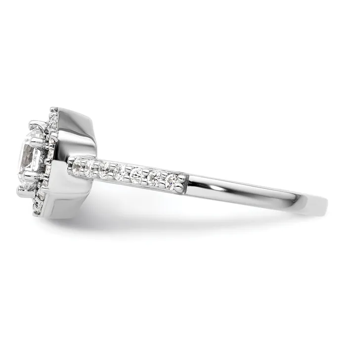 14k White Gold 58 Ct Lab Grown Diamond VSSI G Round Geometric Halo Engagement Ring Goldia Rings