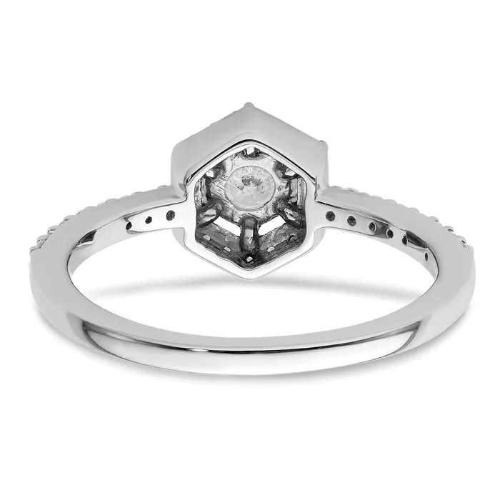 14k White Gold 58 Ct Lab Grown Diamond VSSI G Round Geometric Halo Engagement Ring Goldia Rings