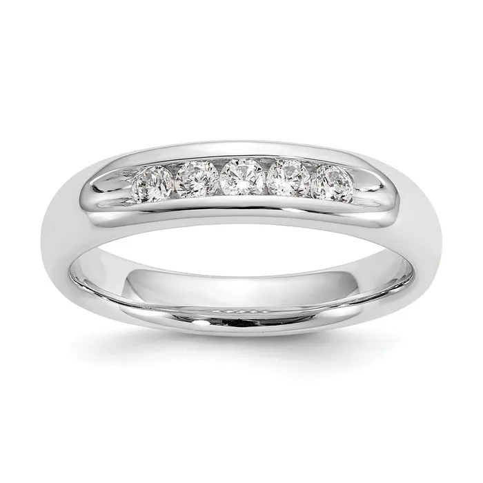 14K White Gold 5Stone Real Diamond Channel Band goldiaca Rings