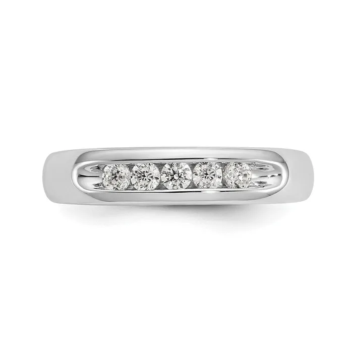 14K White Gold 5Stone Real Diamond Channel Band goldiaca Rings