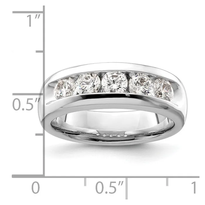 14K White Gold 5Stone Real Diamond Channel Band goldiaca Rings