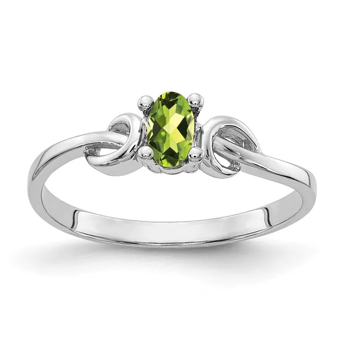 14k White Gold 5x3mm Oval Peridot ring Goldia Rings