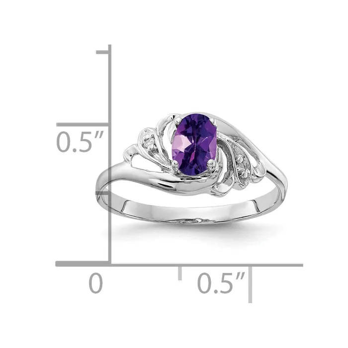14k White Gold 6x4mm Oval Amethyst A Real Diamond ring Goldia Rings