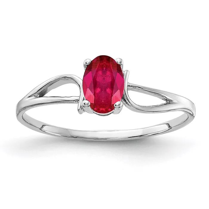14k White Gold 6x4mm Oval Ruby ring Goldia Rings