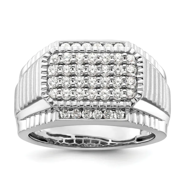 14k White Gold 78 Ct Lab Grown Diamond VSSI G Mens Ring Goldia Rings