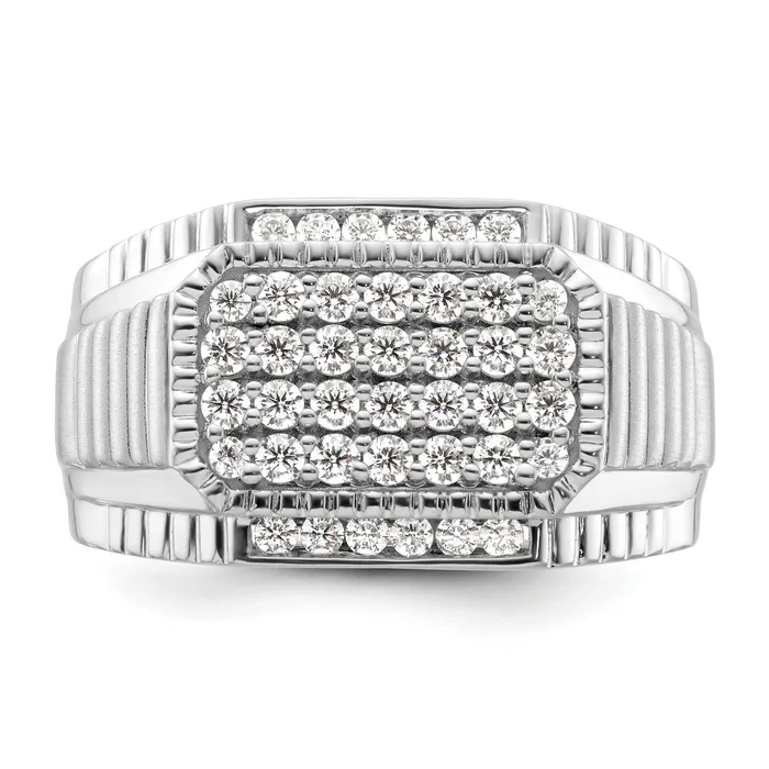 14k White Gold 78 Ct Lab Grown Diamond VSSI G Mens Ring Goldia Rings