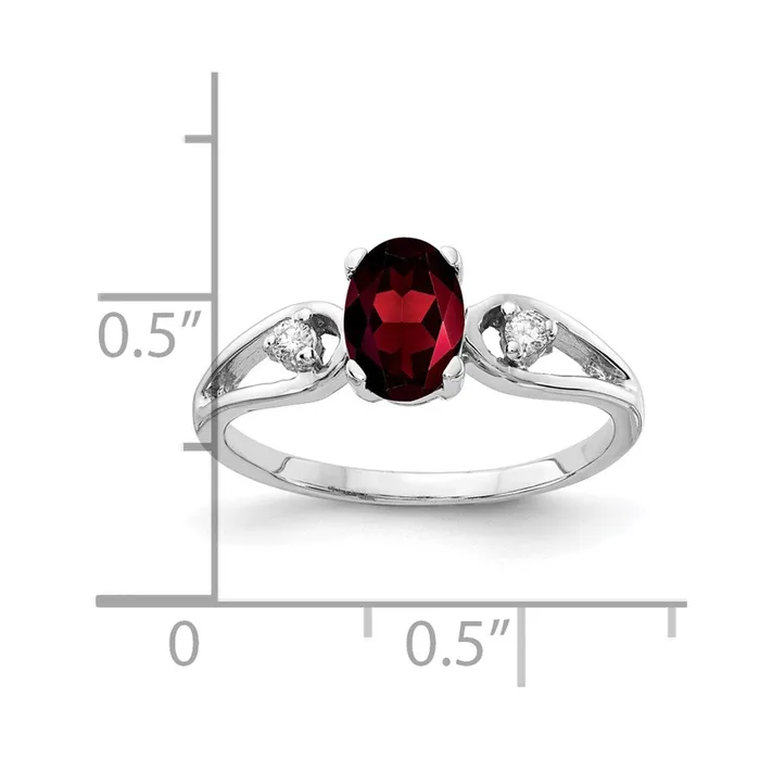 14k White Gold 7x5mm Oval Garnet Checker A Real Diamond ring goldiaca Rings