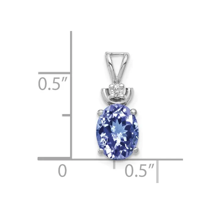 14k White Gold 8x6mm Oval Tanzanite A Diamond Pendant Goldia Necklaces