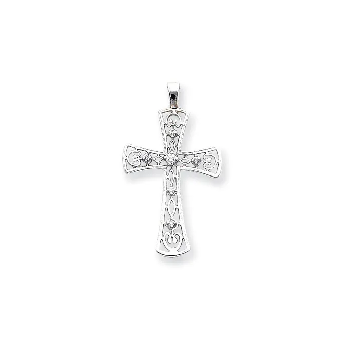 14k White Gold AA Diamond Cross Pendant Goldiacom Necklaces