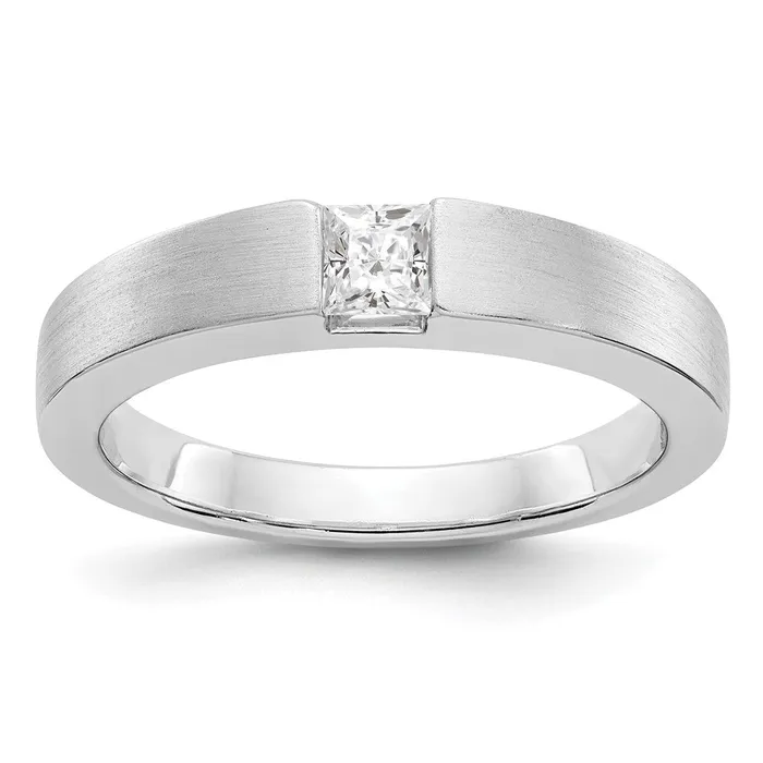 14k White Gold AA Real Diamond Mens Band Goldiacom Rings