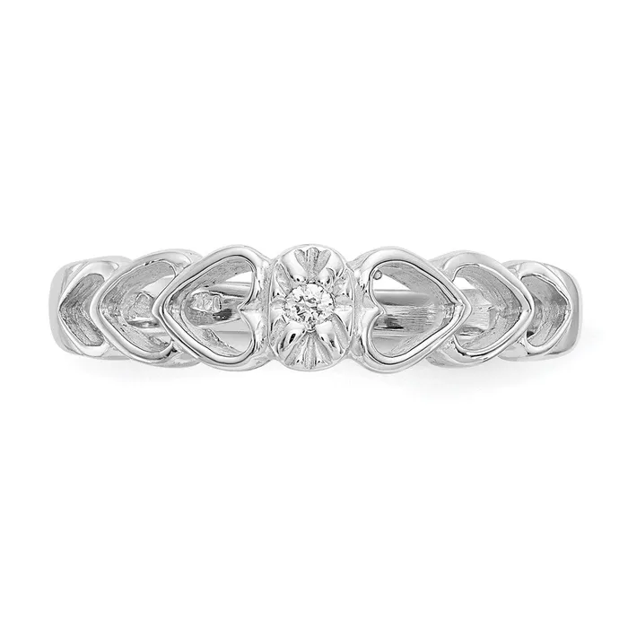 14k White Gold AAA Real Diamond heart ring Goldiacom Rings