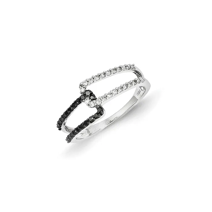 14k White Gold Black and White Diamond Ring Goldia Rings