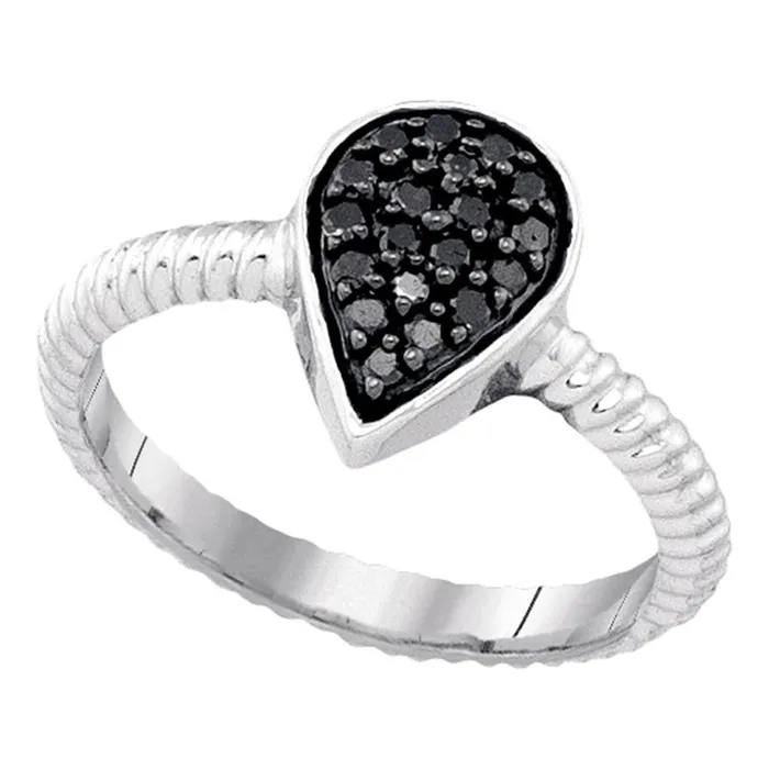 14k White Gold Black Diamond Teardrop Cluster Ring 15 Cttw gndatlanta Rings 14k White Gold Black Diamond Teardrop Cluster Ring 15 Cttw gndatlanta Rings