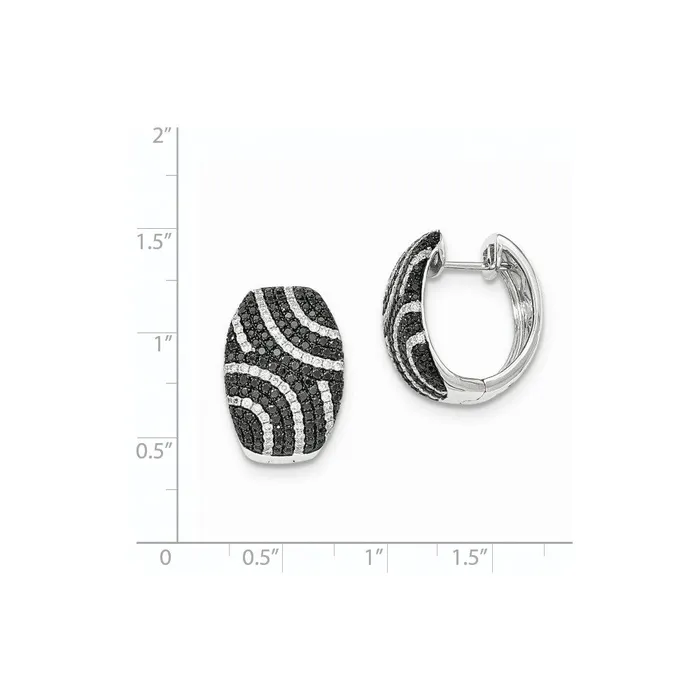 14k White Gold Black u0026 White Real Diamond Hinged Post Earrings Goldia Earrings