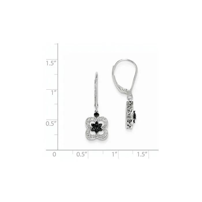 14K White Gold Black u0026 White Real Diamond Leverback Earrings Goldia Earrings