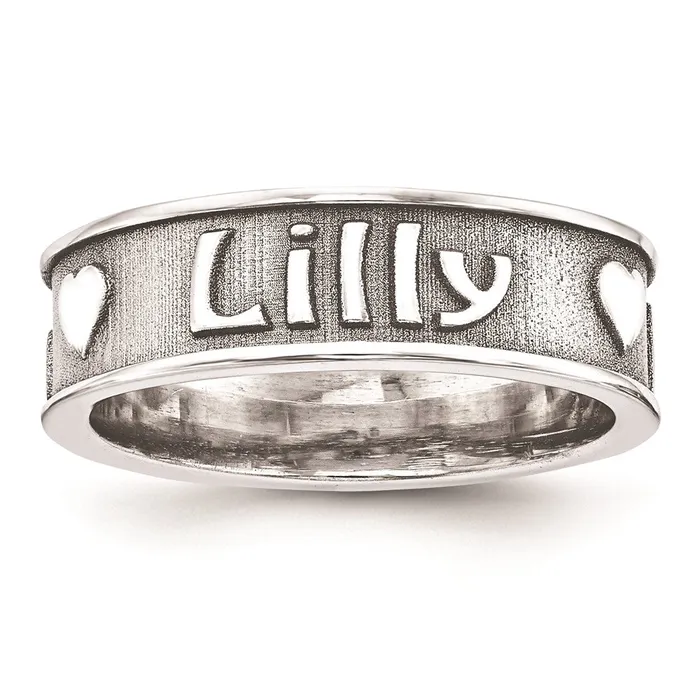 14K White Gold Casted High Polish wSandblast or Antique Ring Goldia Rings
