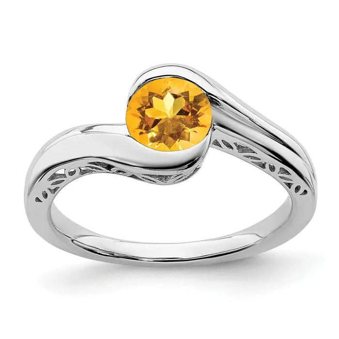 14k White Gold Citrine Bypass Ring Goldia Rings