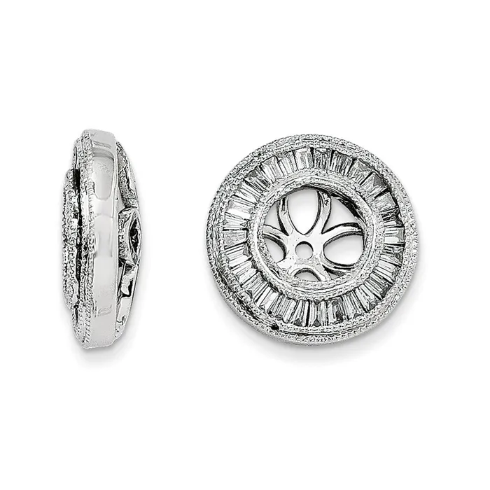 14k White Gold Diamond Earring Jacket goldiaca Earrings