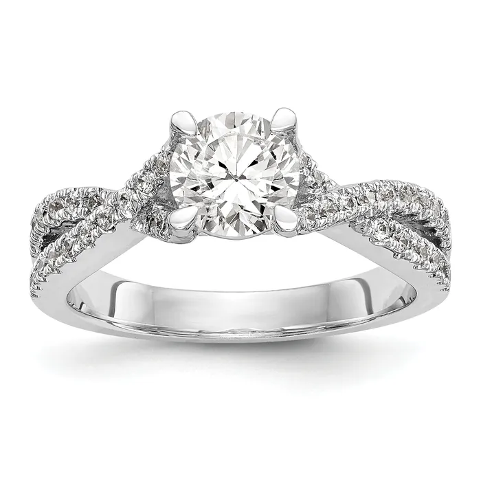 14k White Gold Diamond Round CZ By Pass Engagement Ring Goldiacom Rings