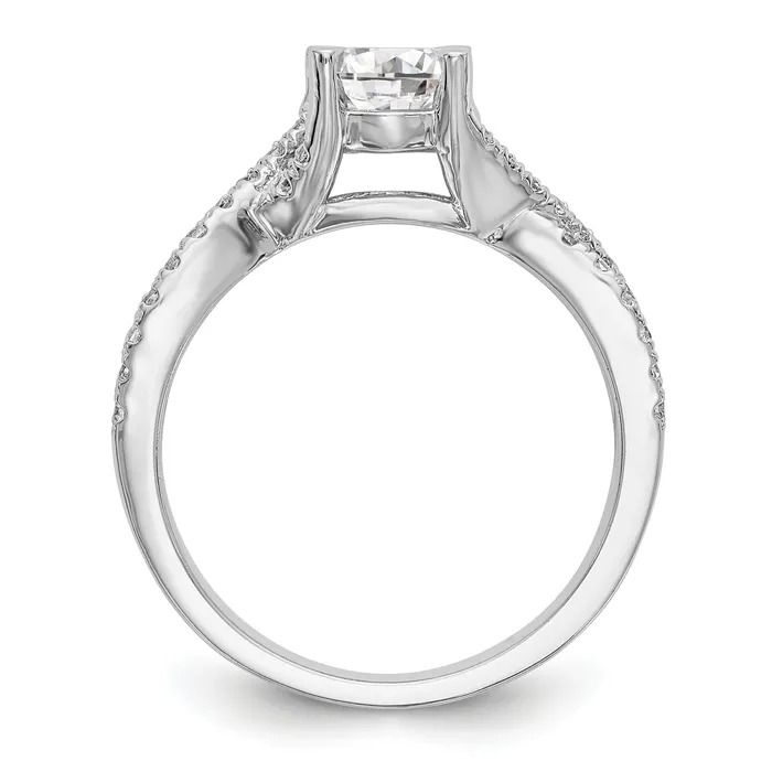 14k White Gold Diamond Round CZ By Pass Engagement Ring Goldiacom Rings