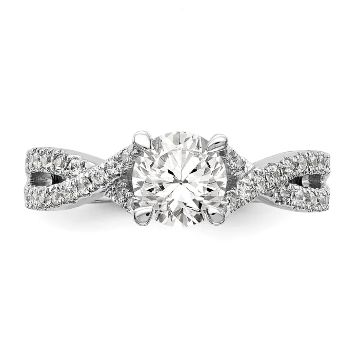 14k White Gold Diamond Round CZ By Pass Engagement Ring Goldiacom Rings