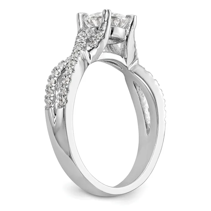 14k White Gold Diamond Round CZ By Pass Engagement Ring Goldiacom Rings