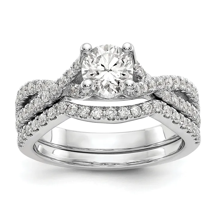 14k White Gold Diamond Round CZ By Pass Engagement Ring Goldiacom Rings