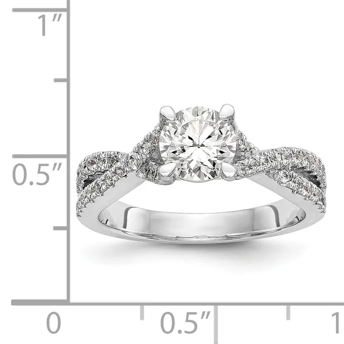 14k White Gold Diamond Round CZ By Pass Engagement Ring Goldiacom Rings