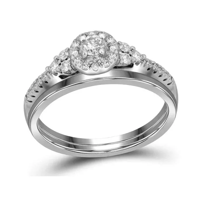 14k White Gold Diamond Slender Wedding Bridal Engagement Ring Band Set 13 Cttw gndatlanta Rings