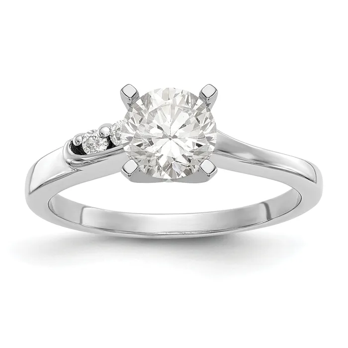 14k White Gold Peg Set Simulated Diamond By Pass Engagement Ring Goldiacom Rings
