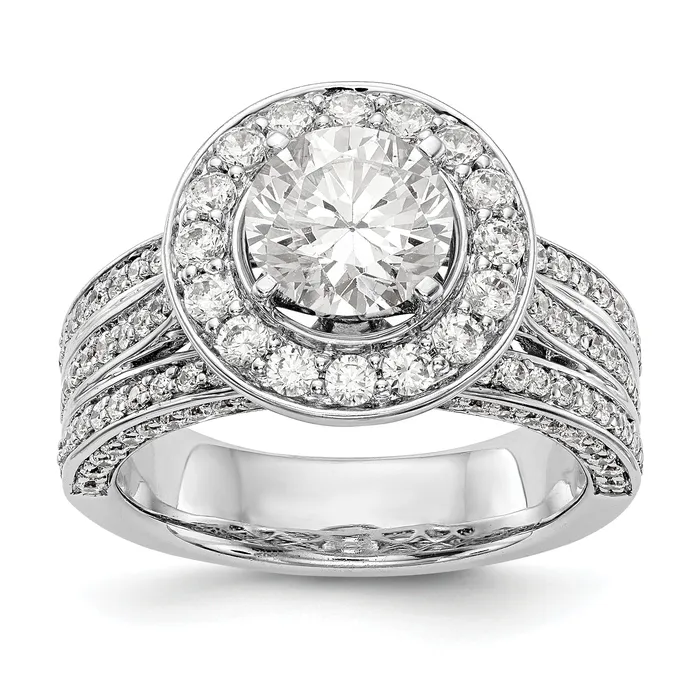 14K White Gold Peg Set Simulated Diamond Halo Engagement Ring Goldiacom Rings 14K White Gold Peg Set Simulated Diamond Halo Engagement Ring Goldiacom Rings