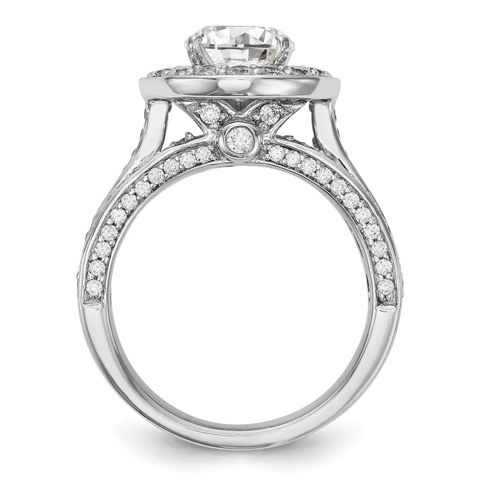 14K White Gold Peg Set Simulated Diamond Halo Engagement Ring Goldiacom Rings