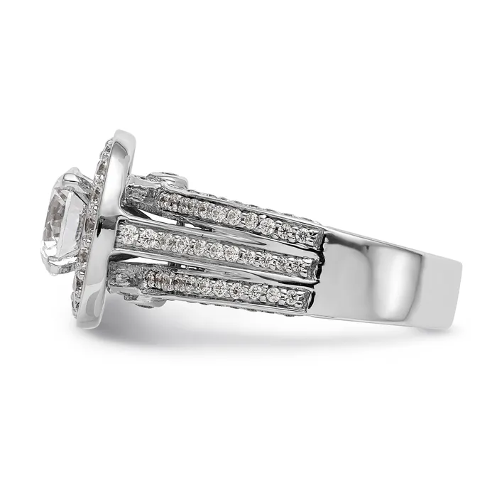 14K White Gold Peg Set Simulated Diamond Halo Engagement Ring Goldiacom Rings