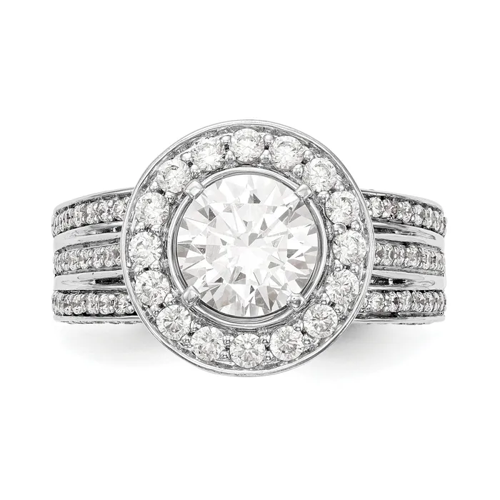 14K White Gold Peg Set Simulated Diamond Halo Engagement Ring Goldiacom Rings