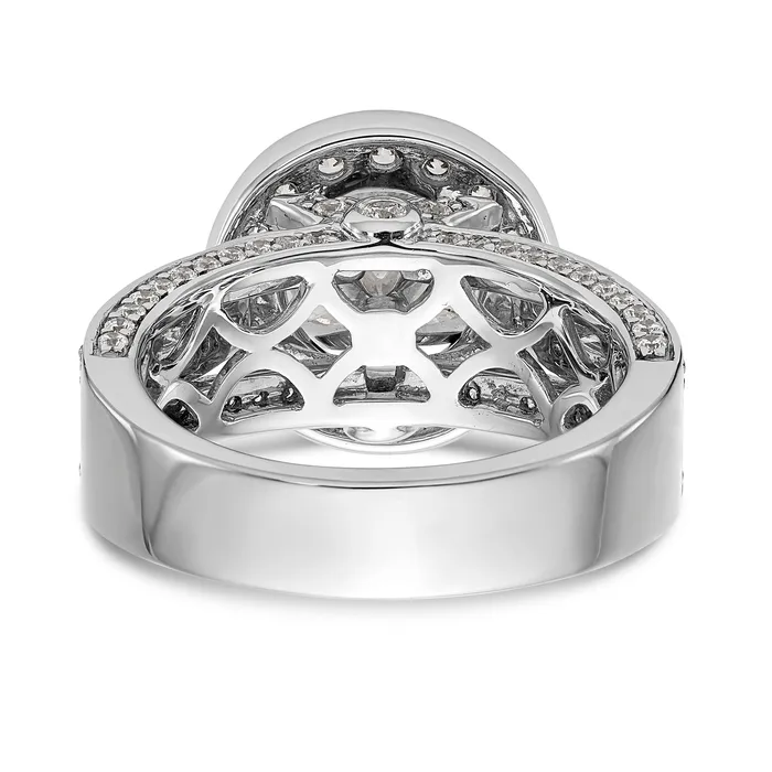 14K White Gold Peg Set Simulated Diamond Halo Engagement Ring Goldiacom Rings