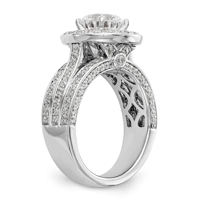 14K White Gold Peg Set Simulated Diamond Halo Engagement Ring Goldiacom Rings