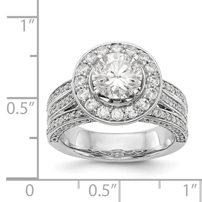 14K White Gold Peg Set Simulated Diamond Halo Engagement Ring Goldiacom Rings