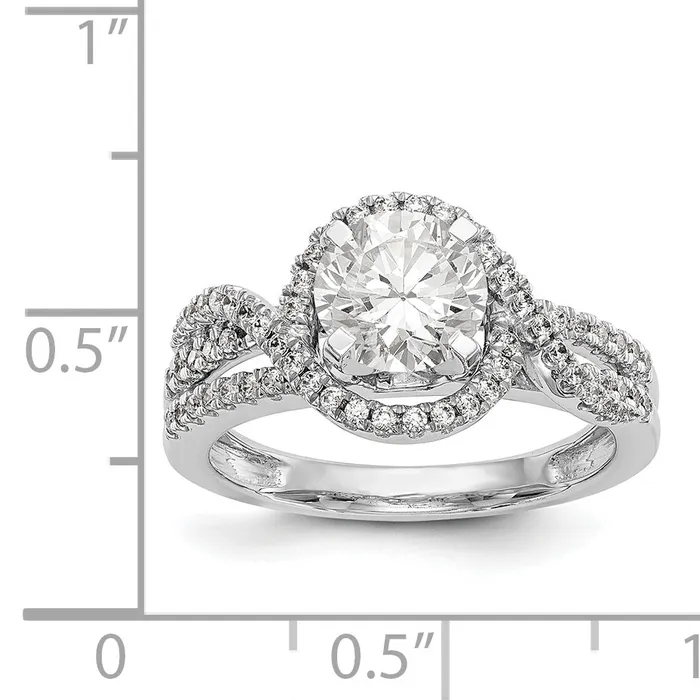 14K White Gold Peg Set Simulated Diamond Halo Engagement Ring Goldiacom Rings