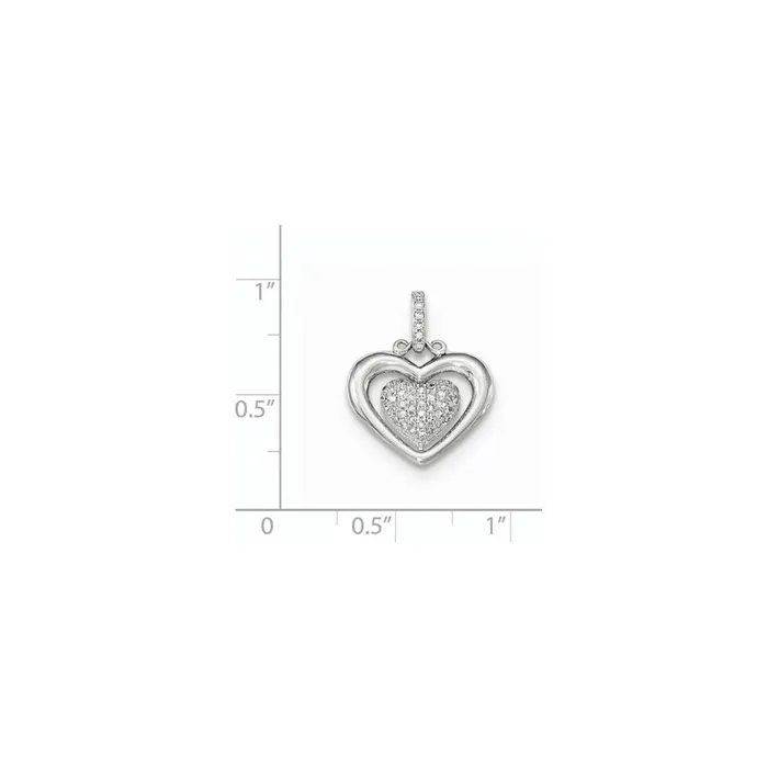 14K White Gold Polished Pav Real Diamond Heart Pendant Goldia Necklaces