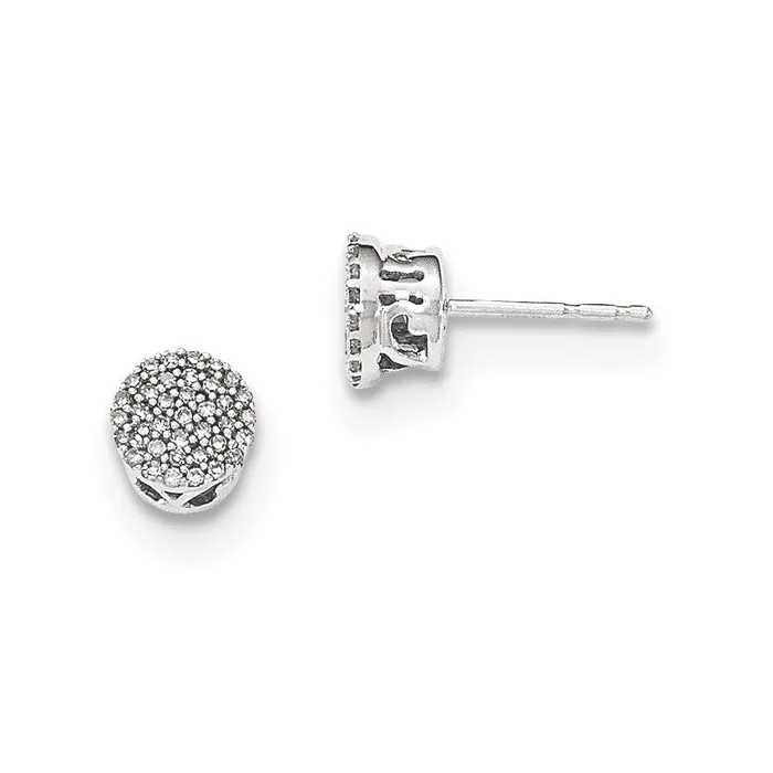 14k White Gold Polished Round Real Diamond Post Earrings Goldia Earrings
