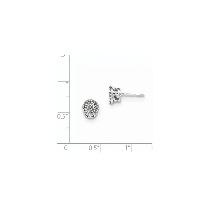 14k White Gold Polished Round Real Diamond Post Earrings Goldia Earrings