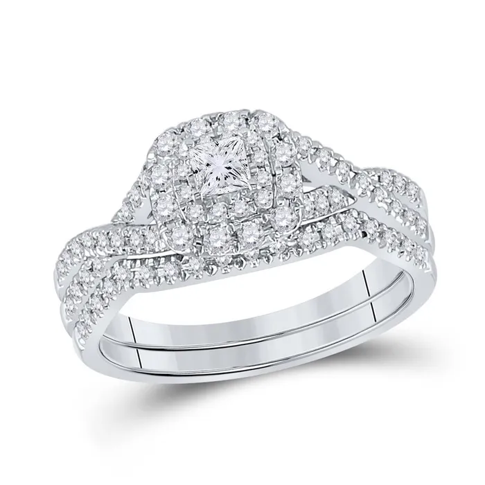 14k White Gold Princess Diamond Bridal Wedding Ring Set 12 Cttw gndatlanta Rings 14k White Gold Princess Diamond Bridal Wedding Ring Set 12 Cttw gndatlanta Rings