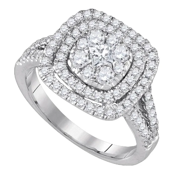 14k White Gold Princess Diamond Cluster Bridal Engagement Ring 1 Cttw gndatlanta Rings 14k White Gold Princess Diamond Cluster Bridal Engagement Ring 1 Cttw gndatlanta Rings