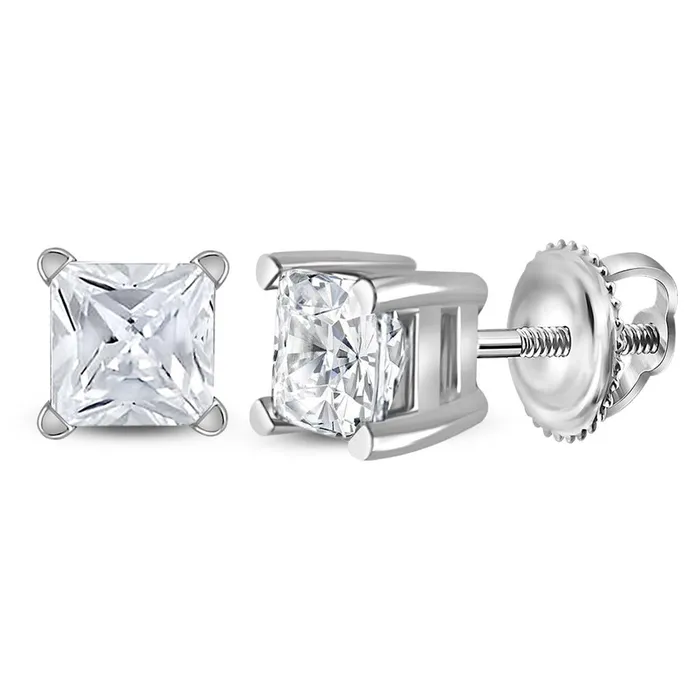 14k White Gold Princess Diamond Excellent Solitaire Earrings 34 Cttw Certified gndatlanta Earrings 14k White Gold Princess Diamond Excellent Solitaire Earrings 34 Cttw Certified gndatlanta Earrings