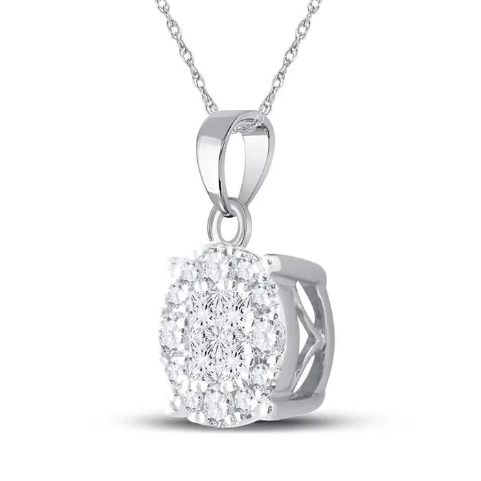 14k White Gold Princess Diamond Fashion Cluster Pendant 12 Cttw gndatlanta Necklaces 14k White Gold Princess Diamond Fashion Cluster Pendant 12 Cttw gndatlanta Necklaces