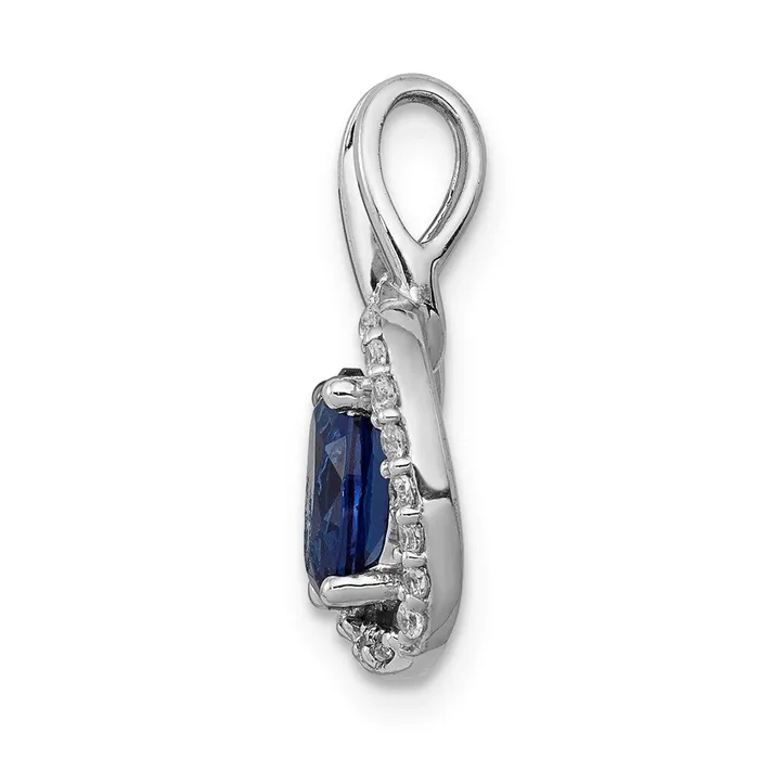 14k White Gold Real Diamond and 85 Sapphire Halo Pendant Goldia Necklaces