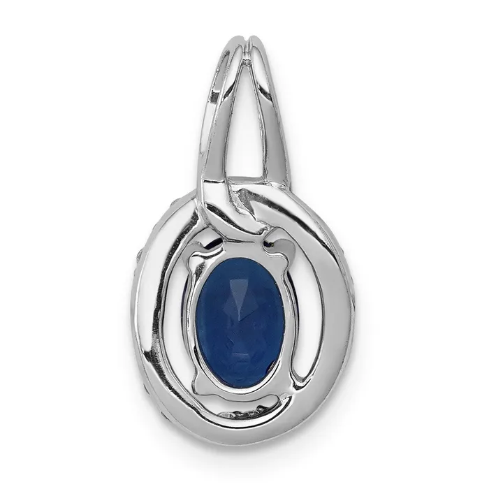 14k White Gold Real Diamond and 85 Sapphire Halo Pendant Goldia Necklaces