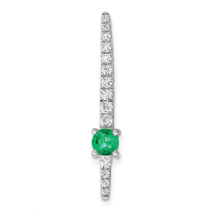 14k White Gold Real Diamond and Emerald Fancy Chain Slide Goldia Necklaces 14k White Gold Real Diamond and Emerald Fancy Chain Slide Goldia Necklaces